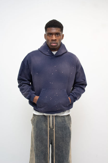 Navy Distressed Paint Platter Hoodie